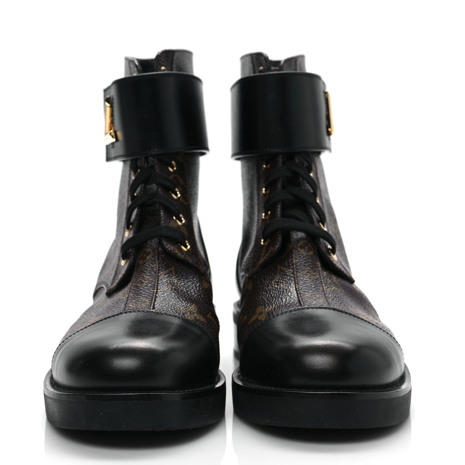 Louis Vuitton Calfskin Monogram Wonderland Flat Ranger Boots 39.5 Black 2 of 8