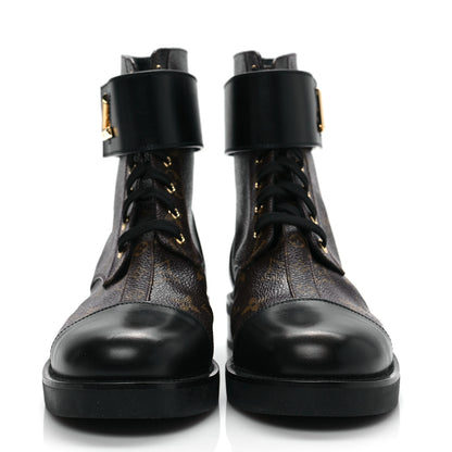 Louis Vuitton Calfskin Monogram Wonderland Flat Ranger Boots 39.5 Black 2 of 8