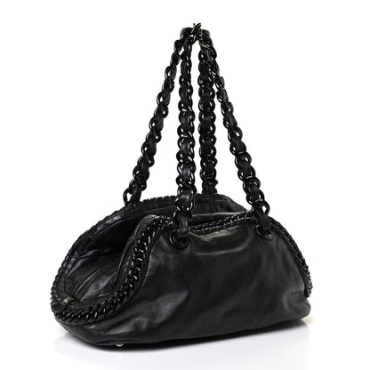 Chanel Calfskin Modern Chain Rhodoid Bowling Bag Black 2 of 4