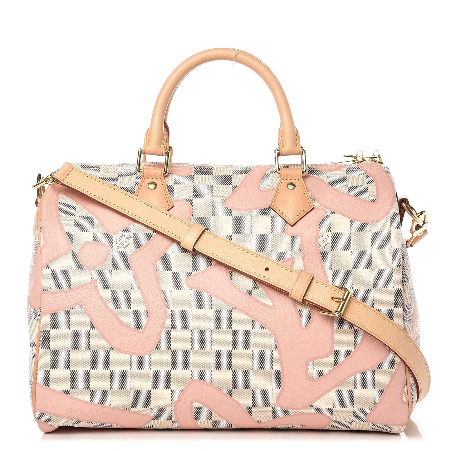 Damier Azur Tahitienne Speedy Bandouliere 30 Rose Ballerine