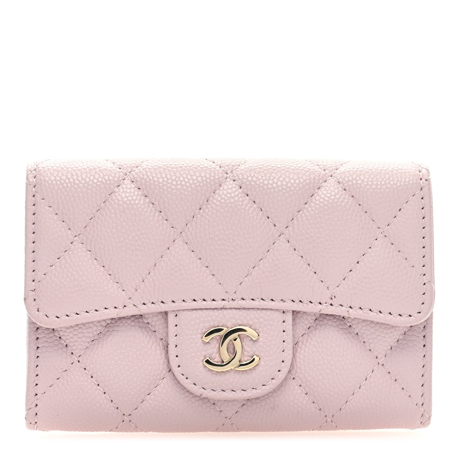 Chanel Caviar Quilted Flap Card Holder Wallet Light Pink 1 of 7