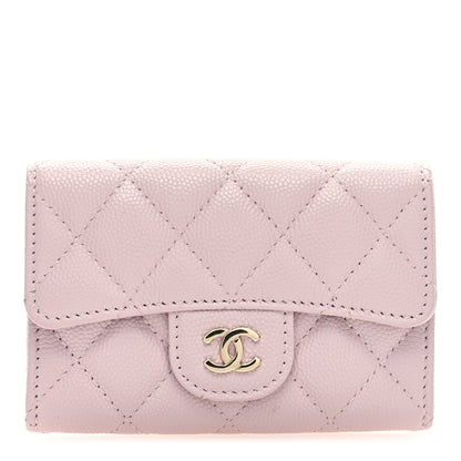 Chanel Caviar Quilted Flap Card Holder Wallet Light Pink 1 of 7