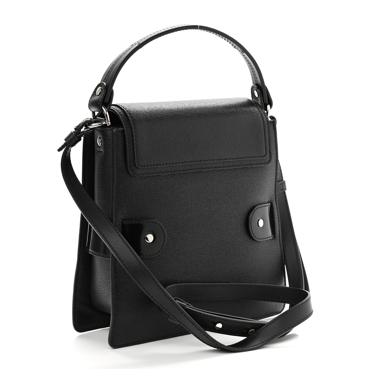 Proenza Schouler Embossed Grained Calfskin Buckle Trapeze Bag Black 3 of 12