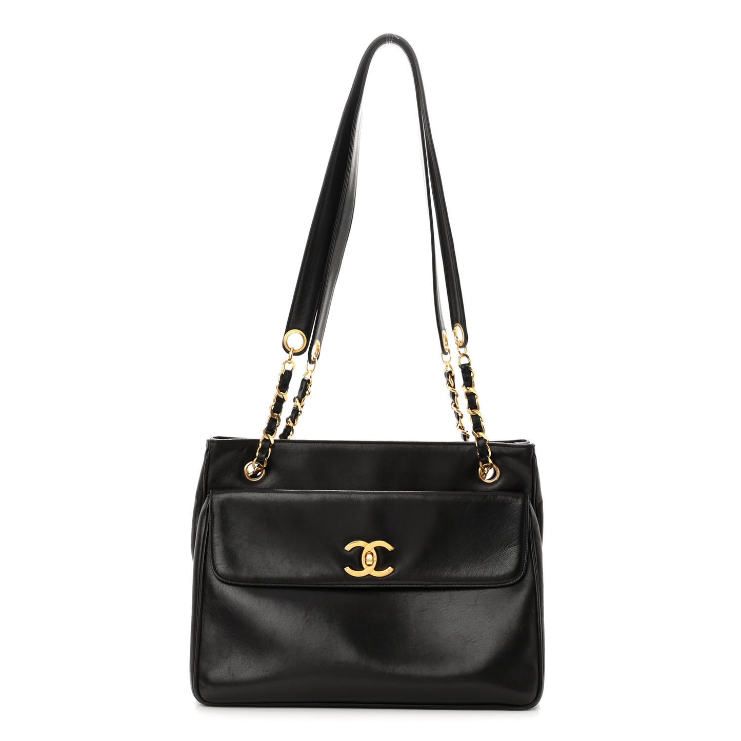 Lambskin Flap Shoulder Bag Black
