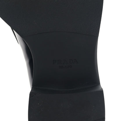 Prada Spazzolato Metal Triangle Logo 50mm Loafers 38 Black 6 of 8