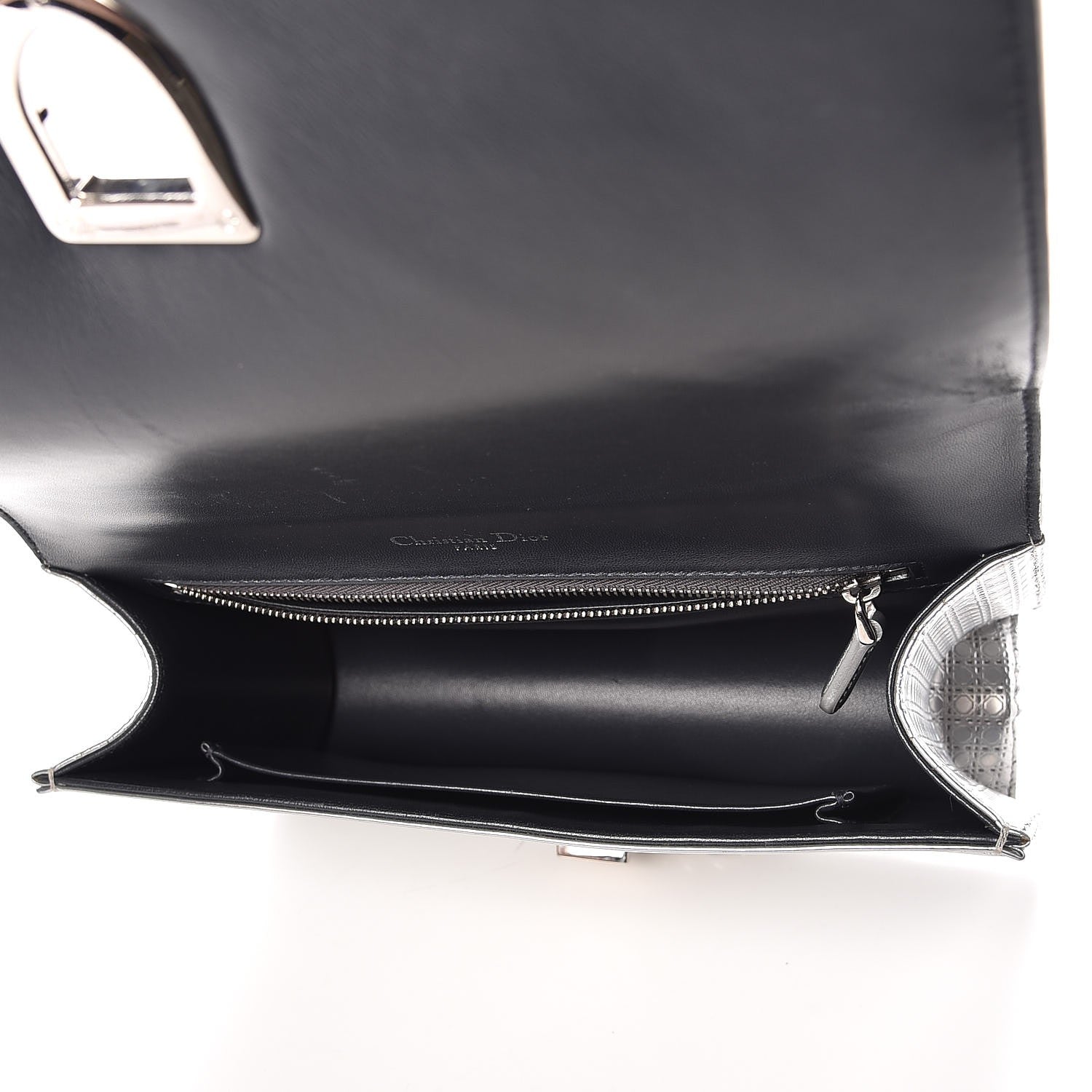 Christian Dior Metallic Patent Micro-Cannage Medium Diorama Flap Bag Silver 5 of 11