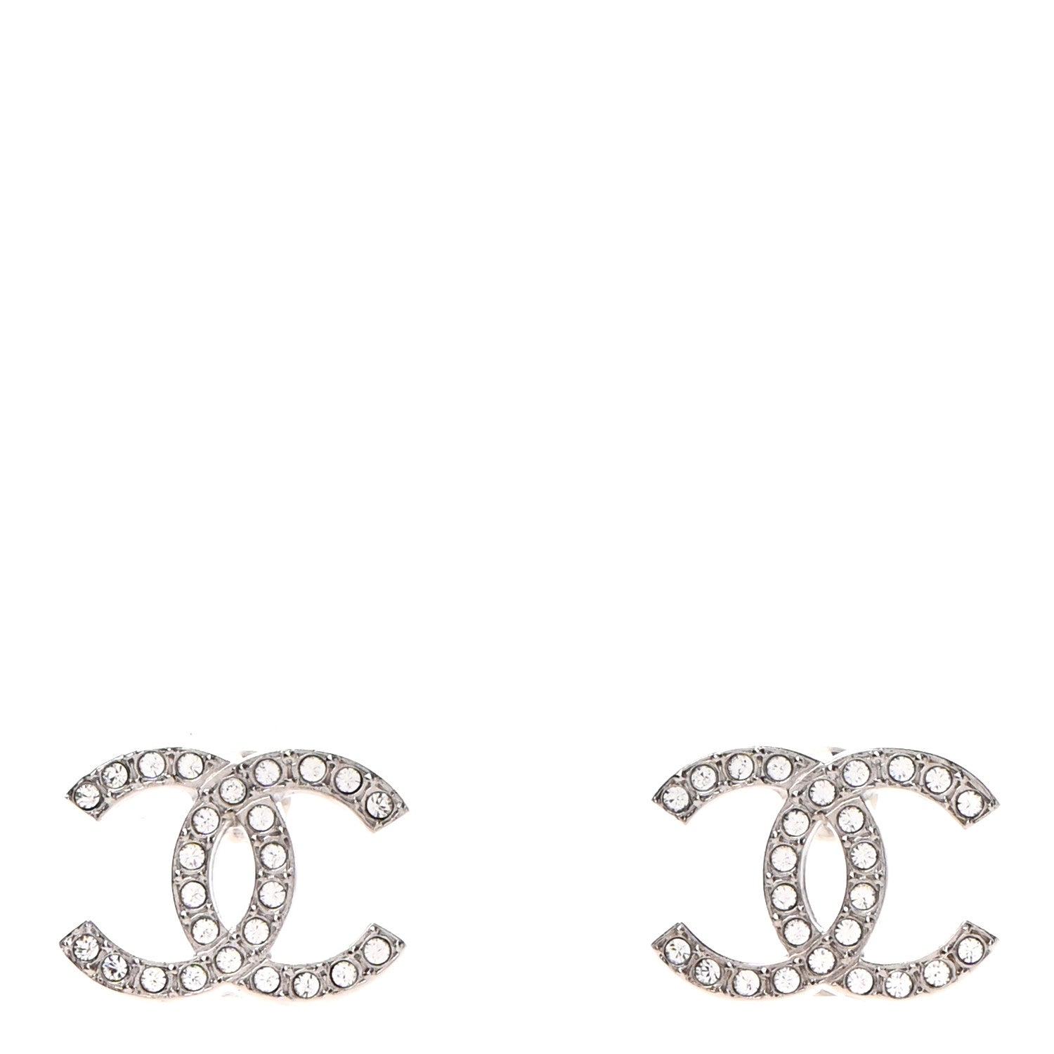 Chanel Crystal CC Earrings Silver 1 of 4