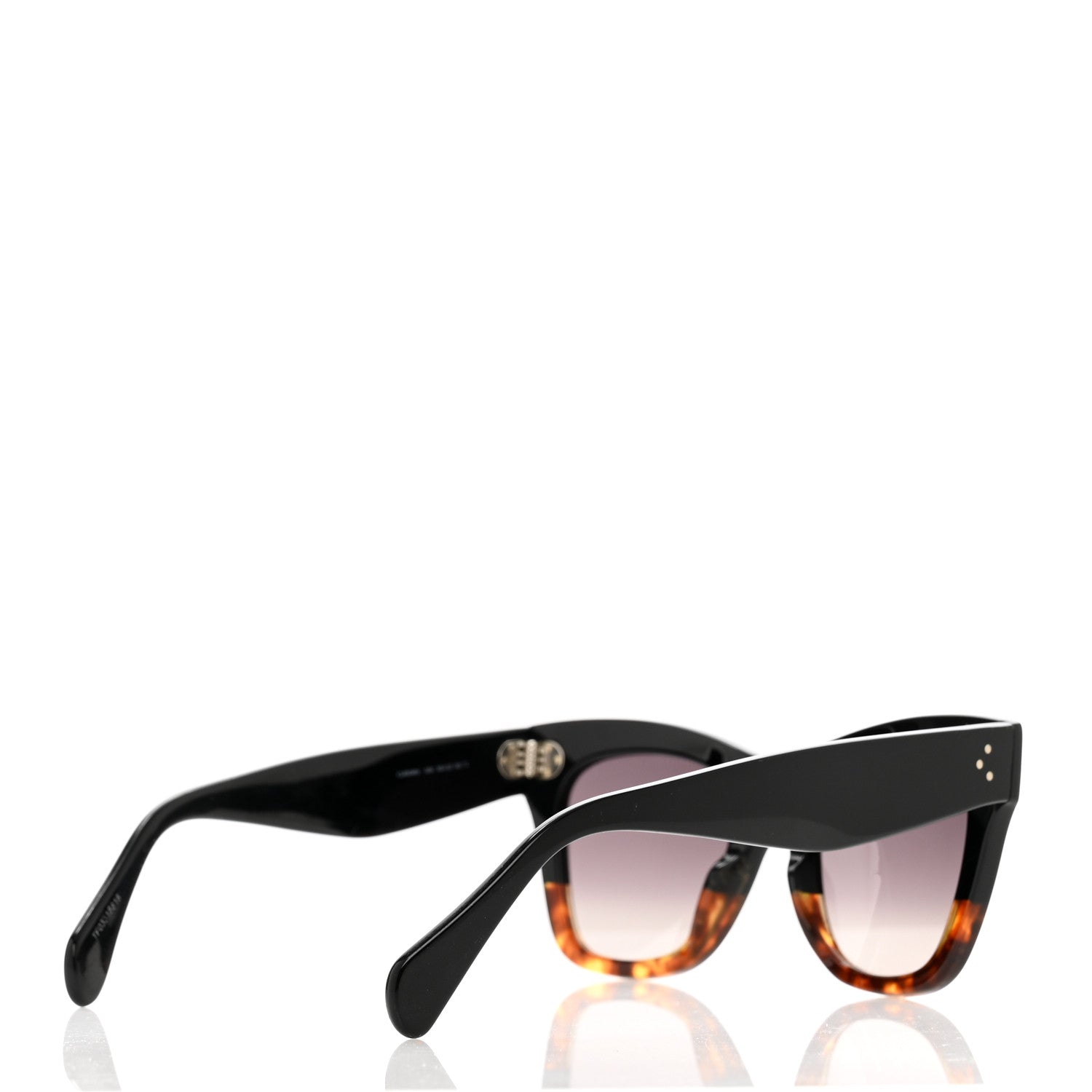 Celine Acetate Polarized Cat Eye Sunglasses CL4004IN Havana Black 4 of 6