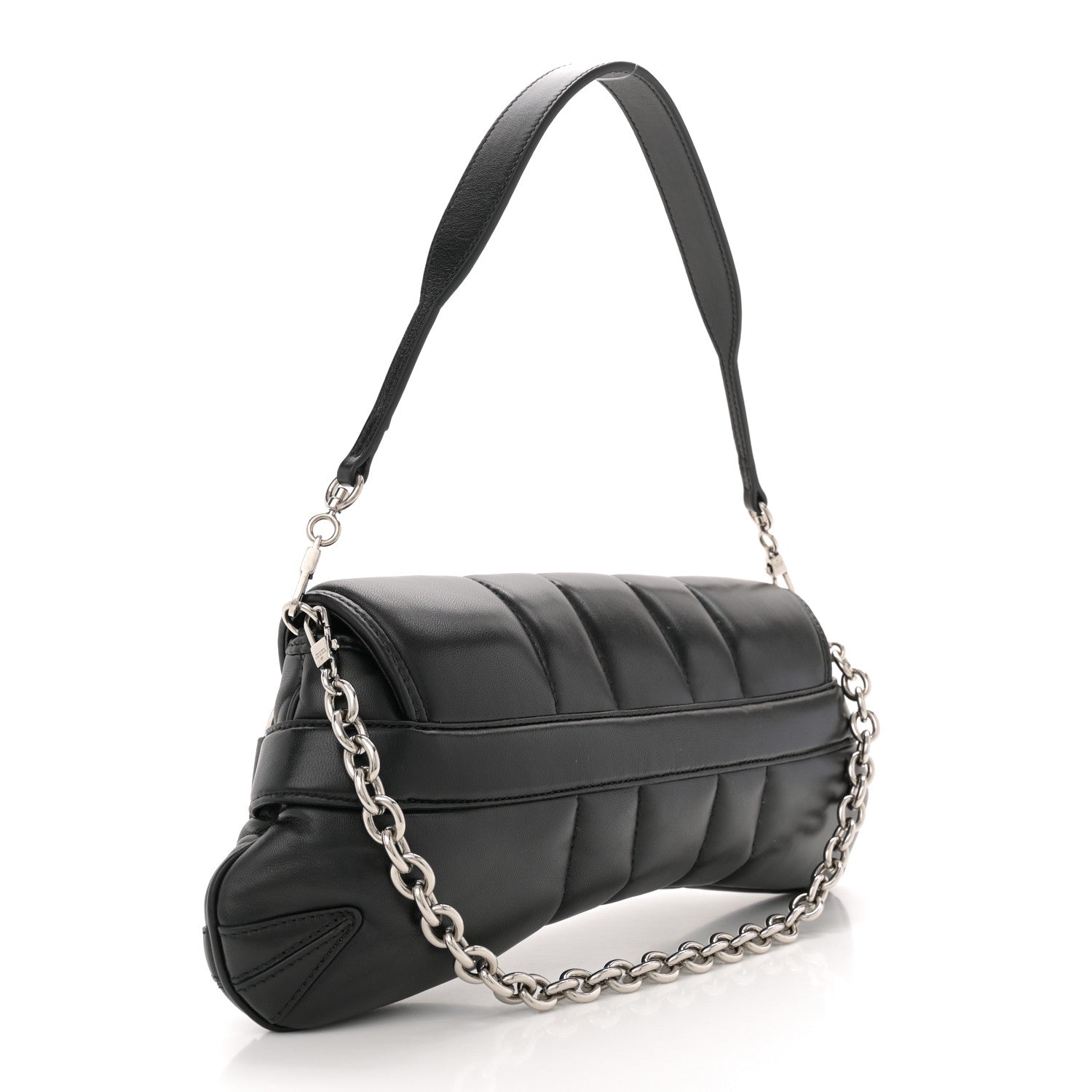 Gucci Nappa Vertical Matelasse Medium Maxi Horsebit Chain Shoulder Bag Black 2 of 12