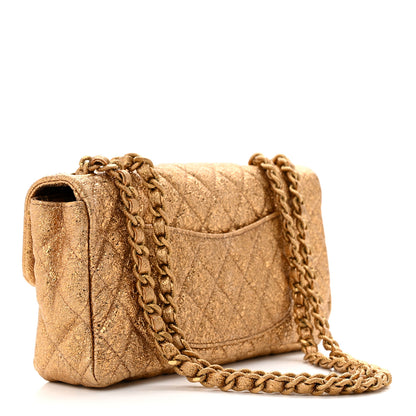 Chanel Metallic Crackled Calfskin Quilted East West Flap Dark Gold 3 of 10