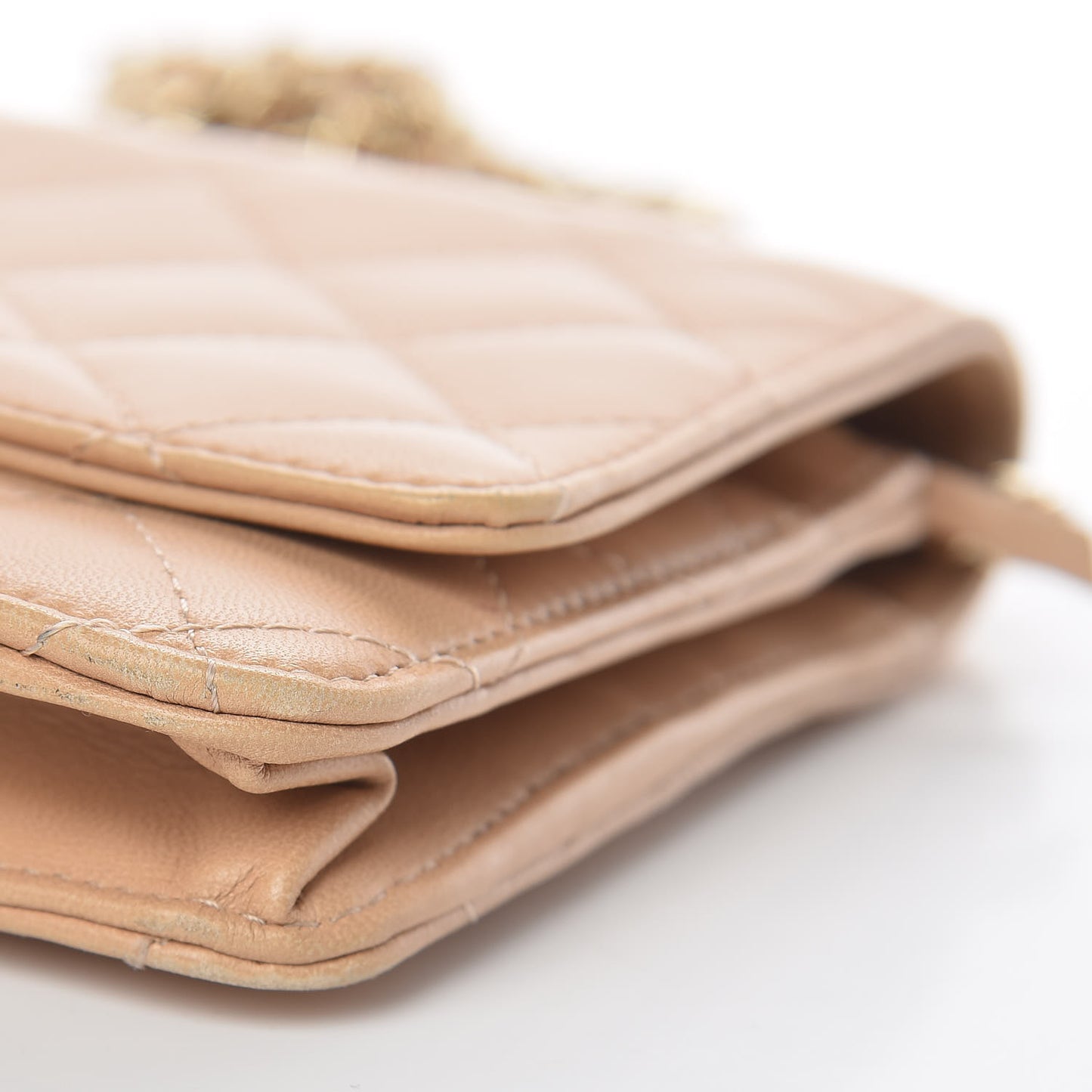 Lambskin Quilted Reissue Wallet On Chain WOC Beige