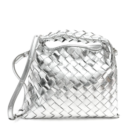 Bottega Veneta Metallic Lambskin Intrecciato Mini Hop Silver 1 of 9
