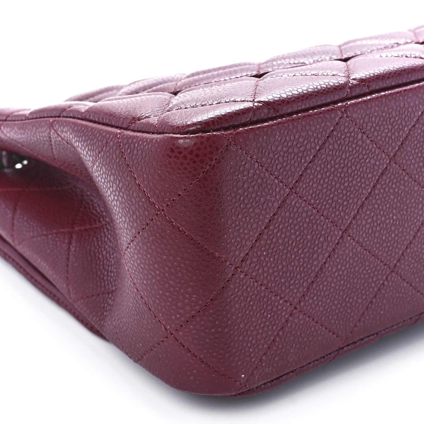 Caviar Quilted Jumbo Single Flap Dark Red