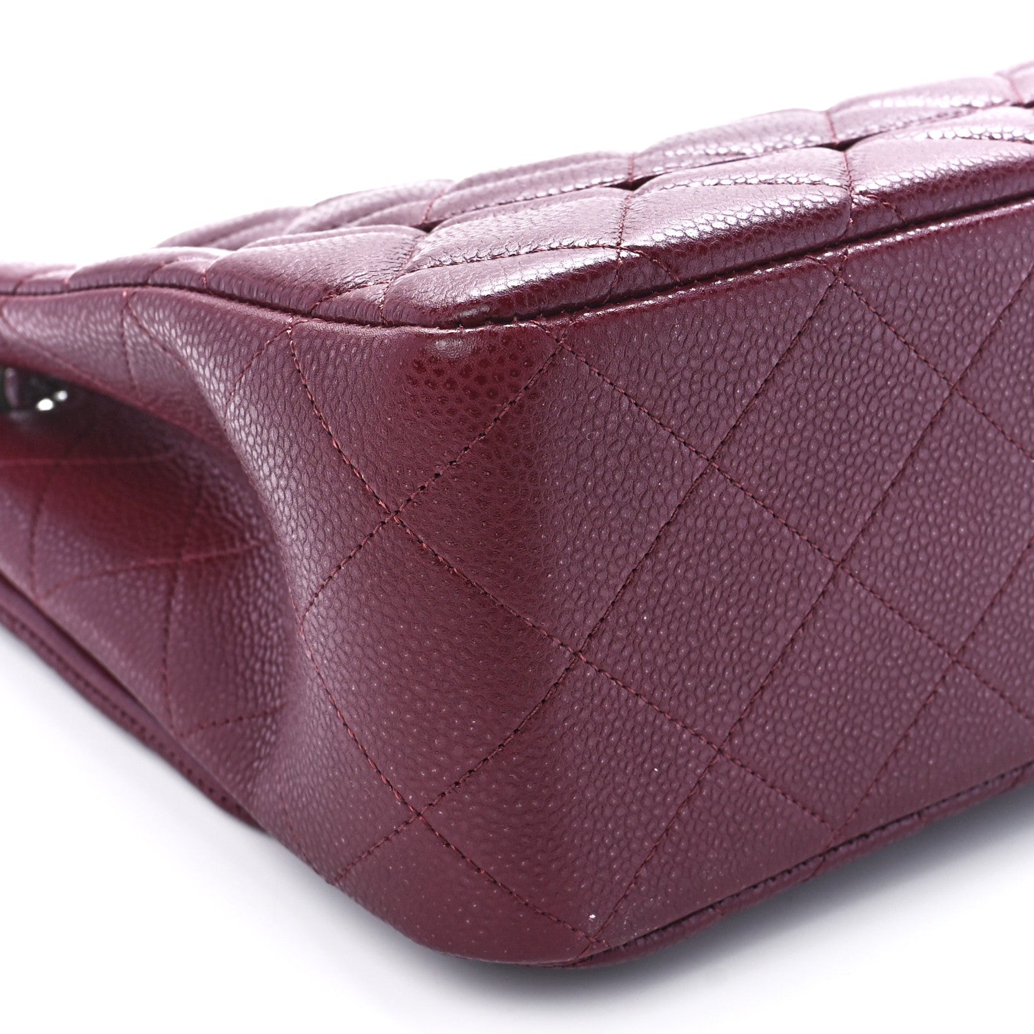 Chanel Caviar Quilted Jumbo Single Flap Dark Red 11 of 12