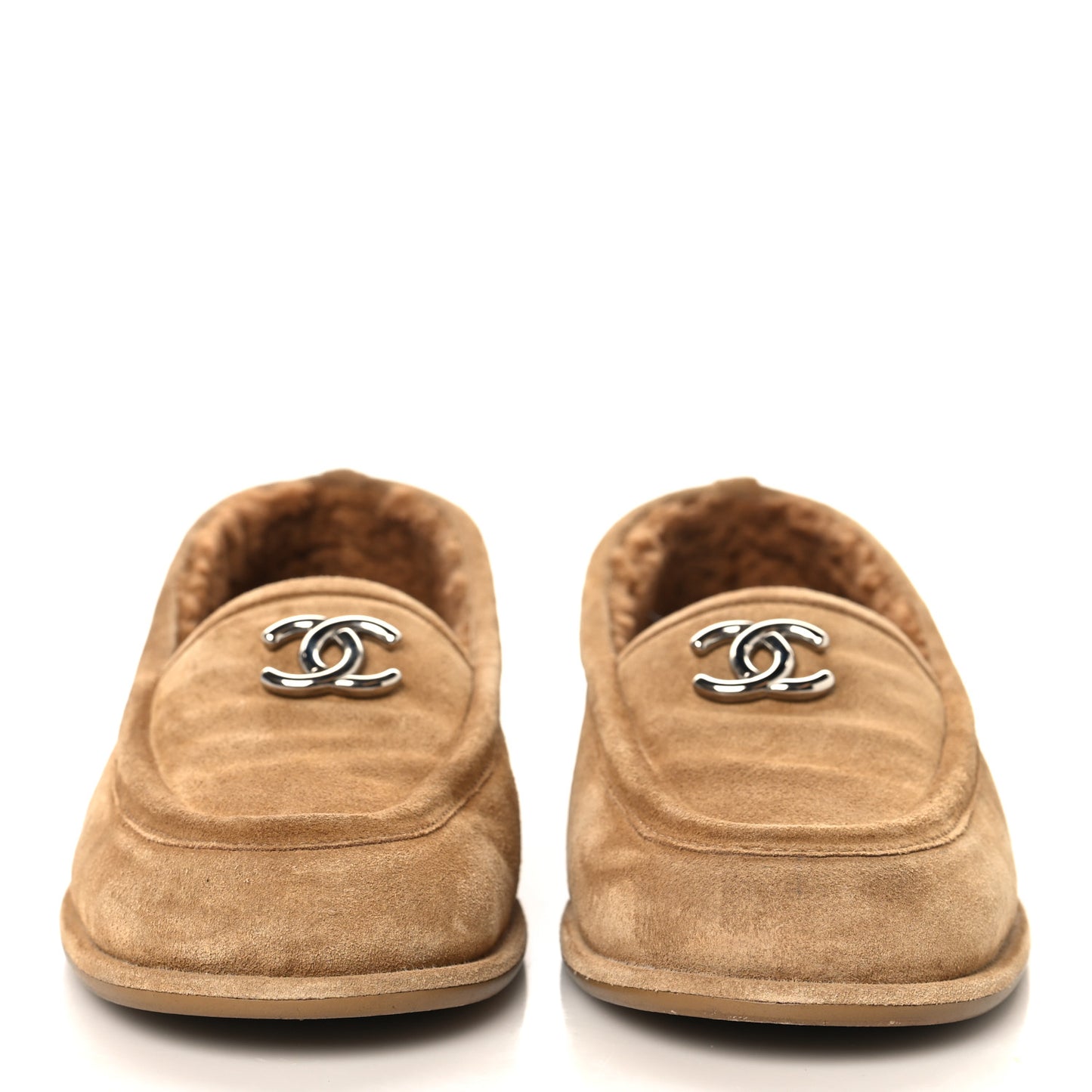 Suede Calfskin CC Loafers 41 Dark Beige