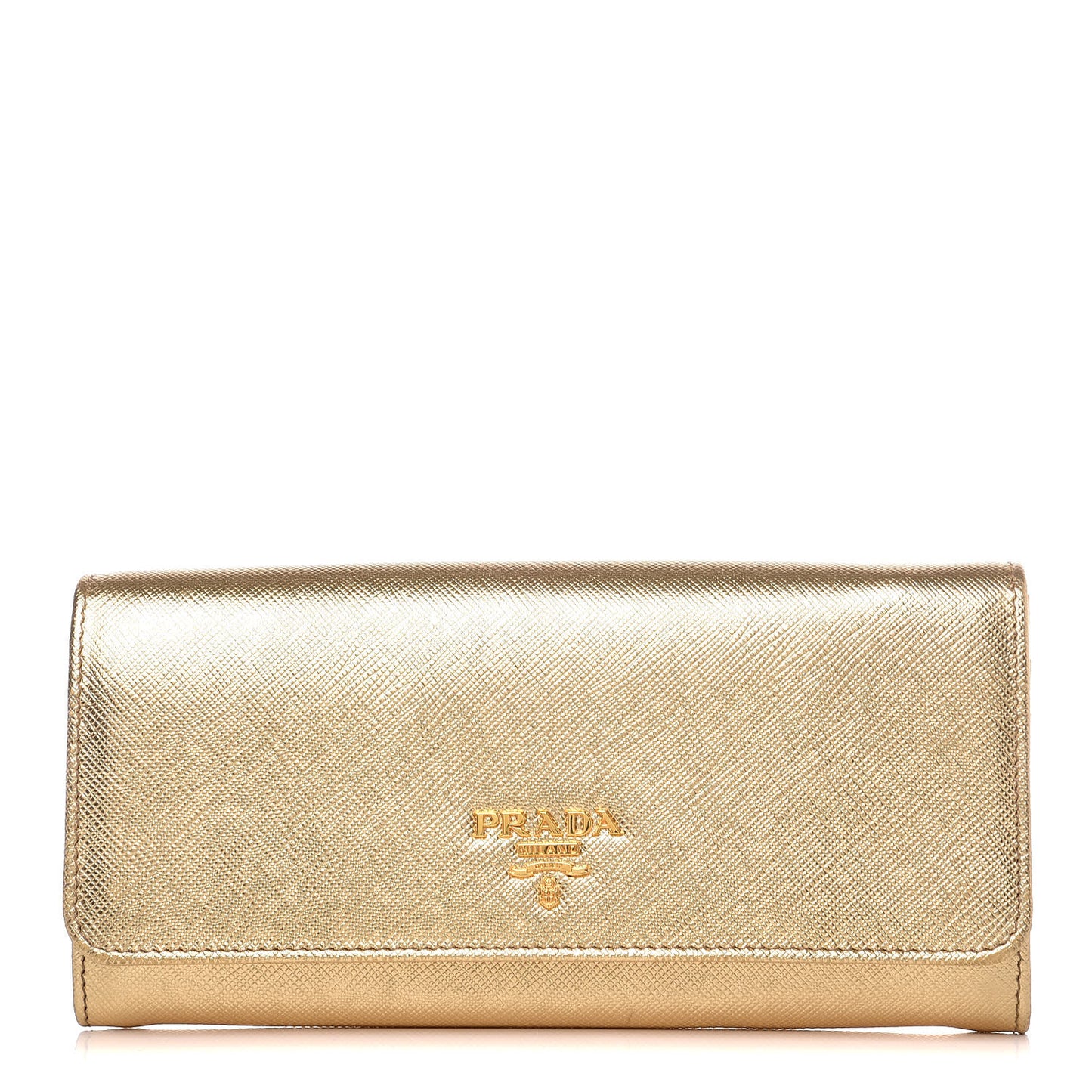 Saffiano Metal Continental Flap Wallet Platino
