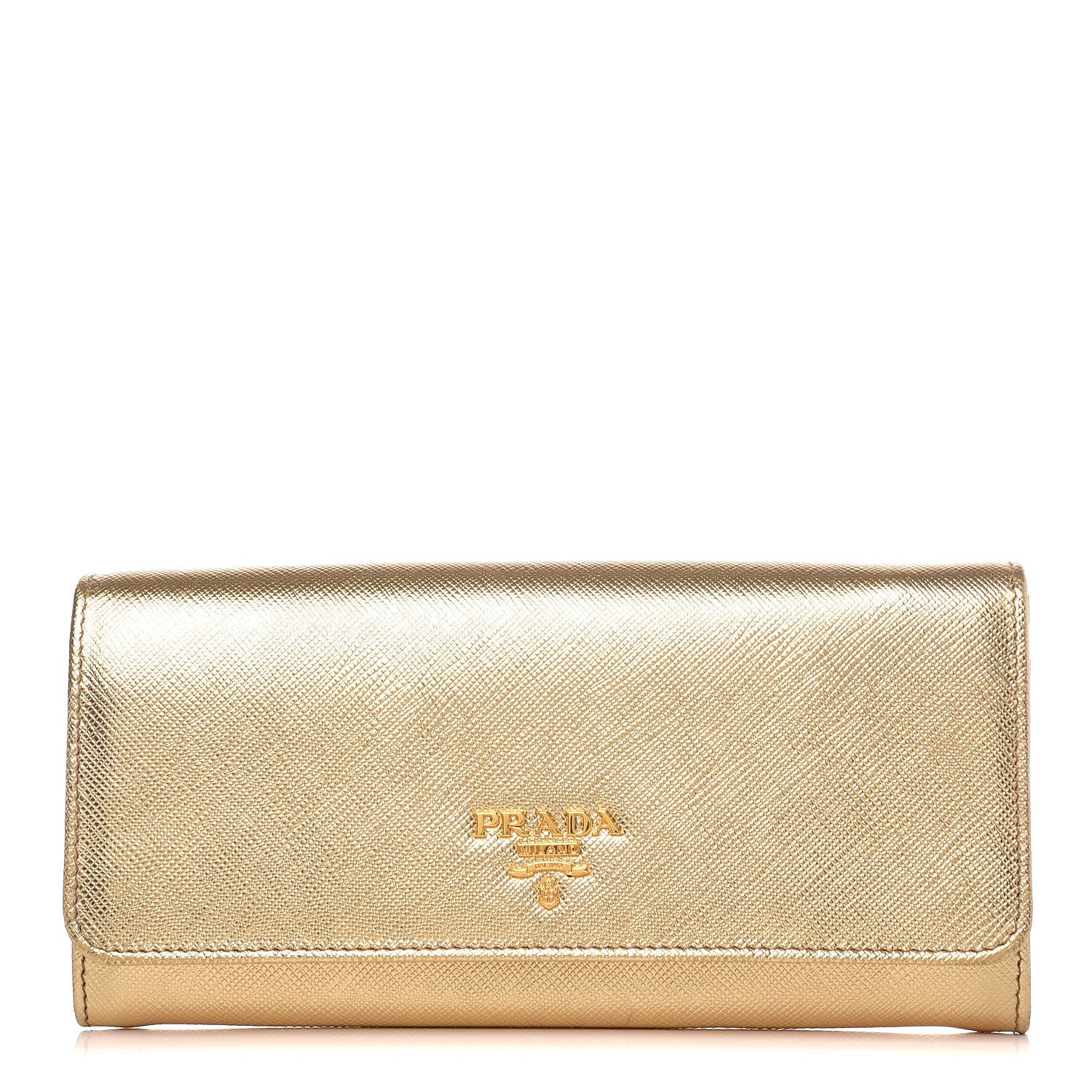 Prada Saffiano Metal Continental Flap Wallet Platino 1 of 12