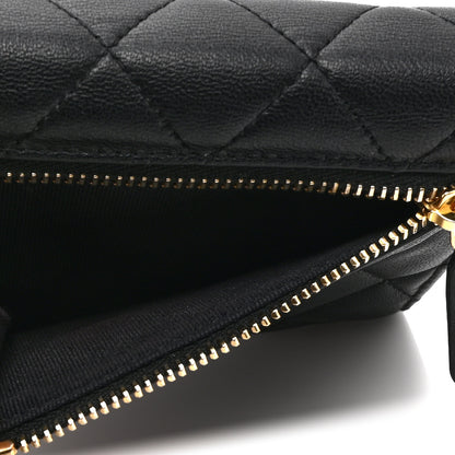 Chanel Lambskin Quilted Compact Flap Wallet Black 7 of 12
