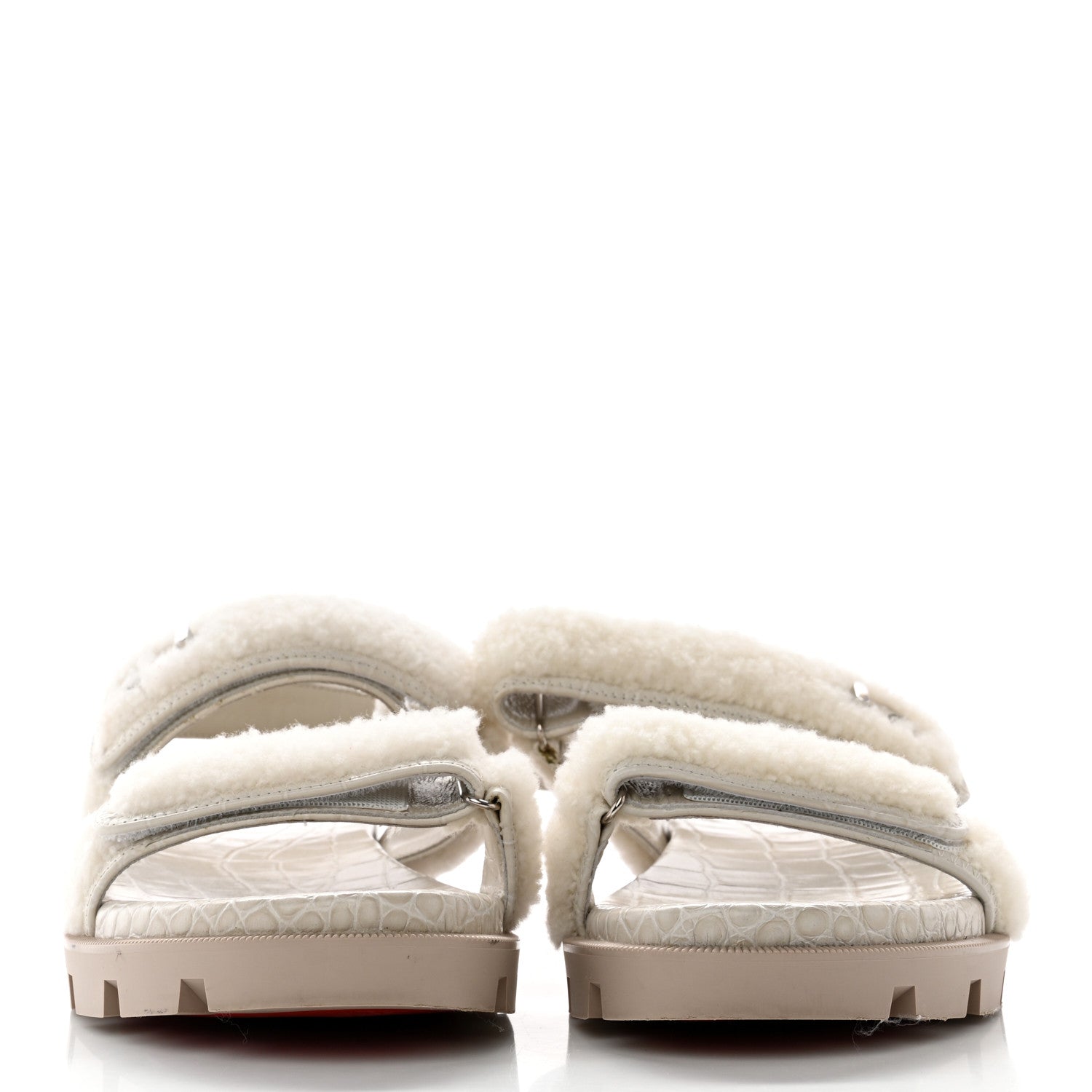Christian Louboutin Shearling Lock Sandals 40.5 White 2 of 16