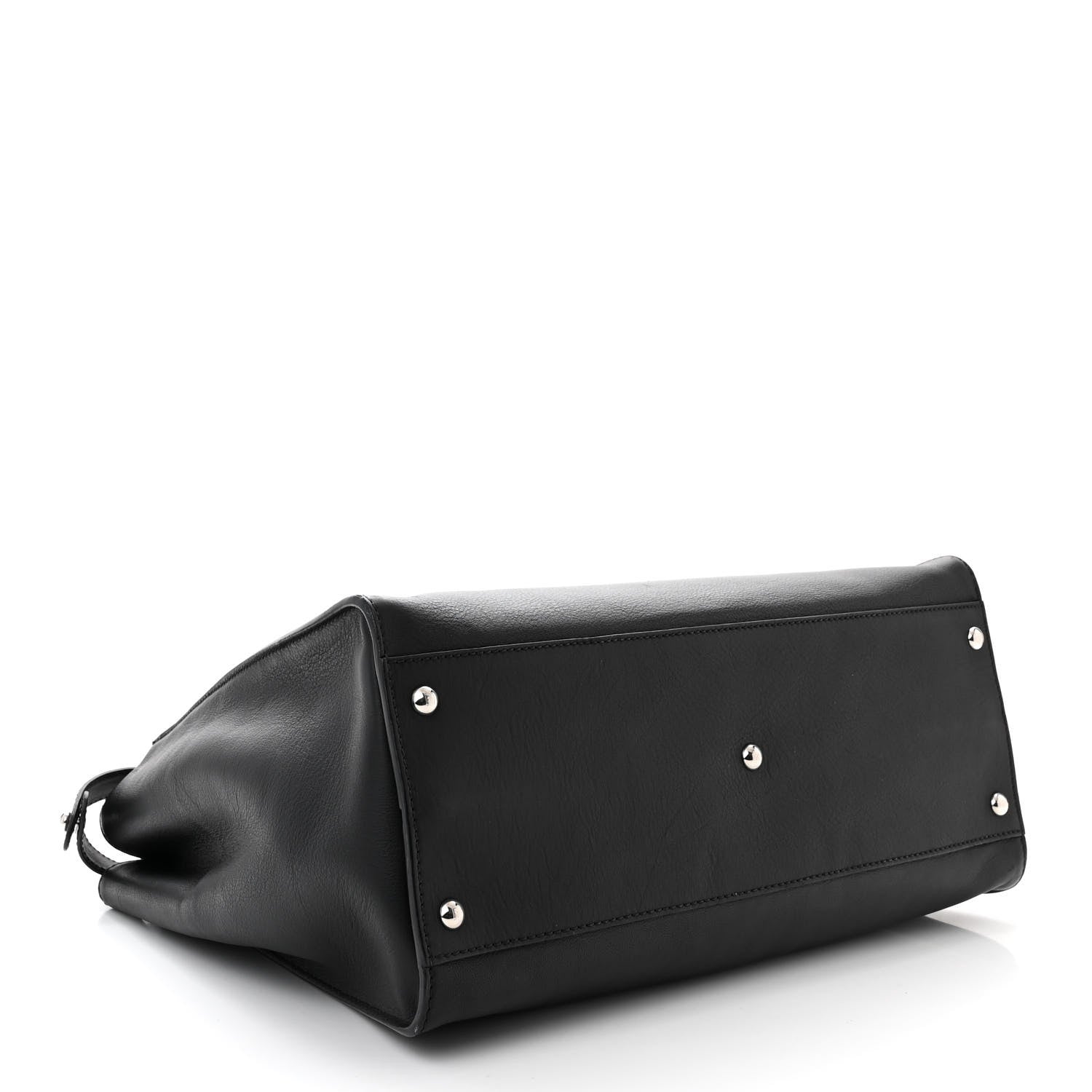 Fendi Vitello Dolce Marmol Patent Crocodile Trapuntata Large Peekaboo Iconic Satchel Black Fumo 4 of 11