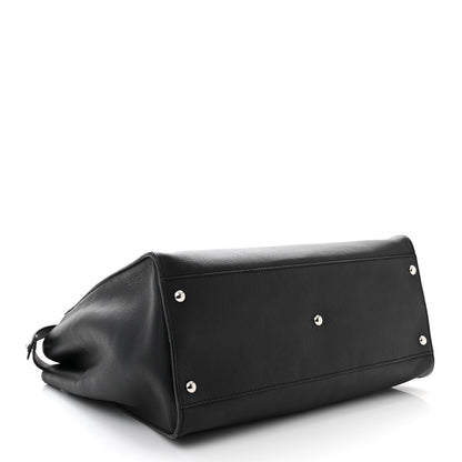 Fendi Vitello Dolce Marmol Patent Crocodile Trapuntata Large Peekaboo Iconic Satchel Black Fumo 4 of 11