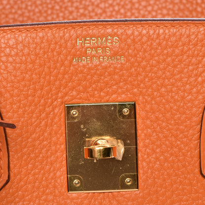 Hermes Taurillon Clemence Birkin 35 Orange 10 of 30