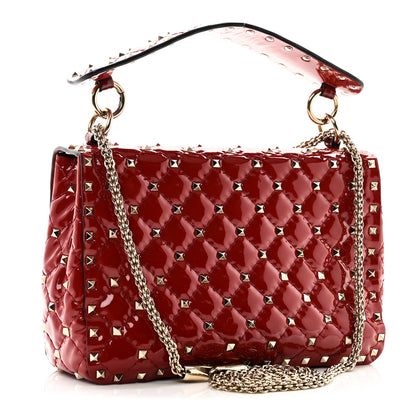Valentino Garavani Patent Medium Rockstud Spike Shoulder Bag Rosso Valentino 3 of 9