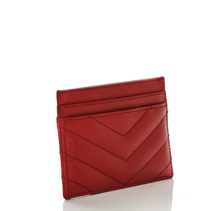 Saint Laurent Grain De Poudre Matelasse Chevron Card Case Lipstick Red 3 of 7