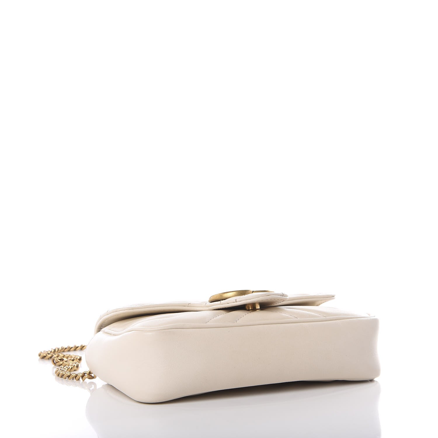 Gucci Calfskin Matelasse Super Mini GG Marmont Shoulder Bag White 3 of 11
