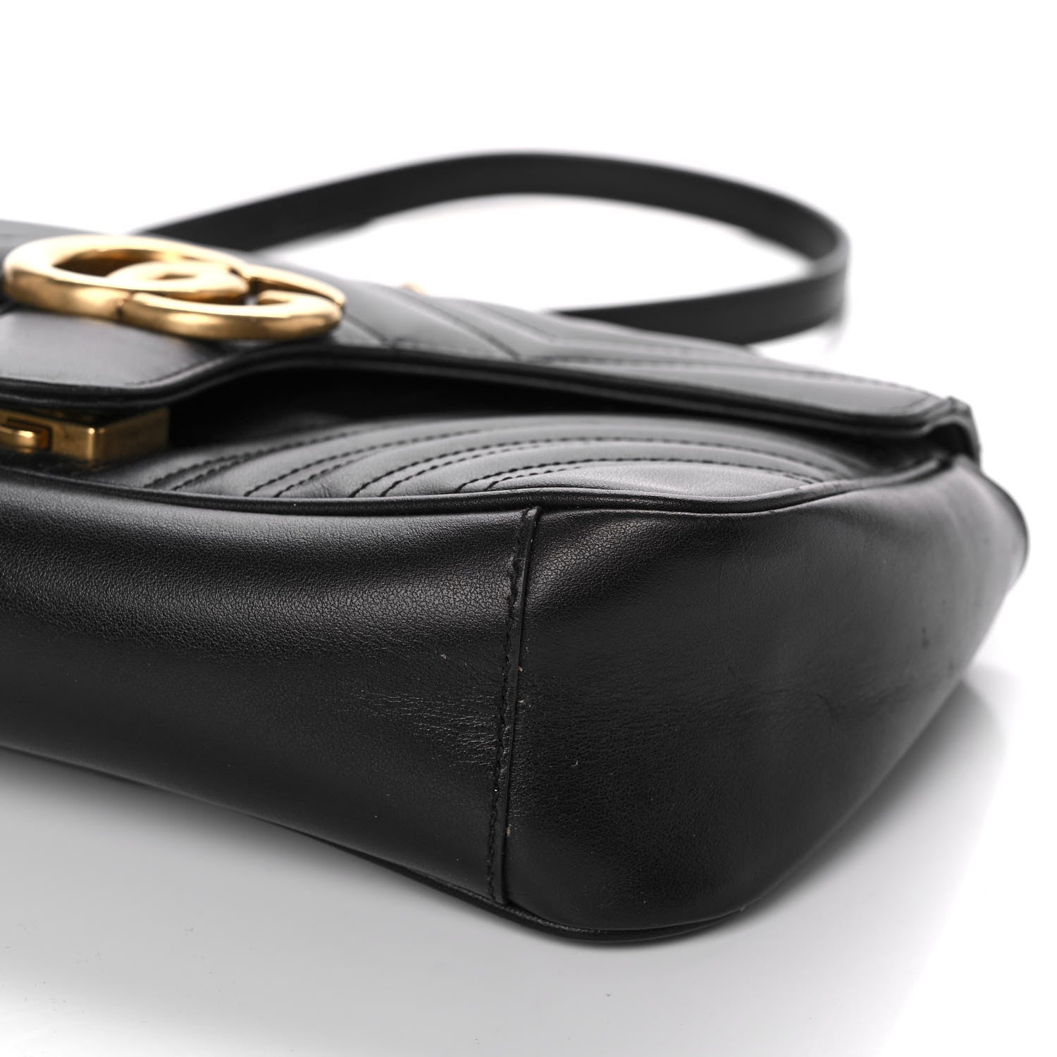Gucci Calfskin Matelasse Small GG Marmont Shoulder Bag Black 10 of 12