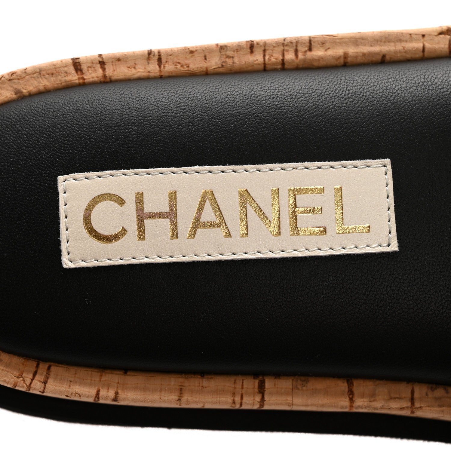 Chanel Fabric Pearl Cork CC Slip On Sandals 38 Black 8 of 10