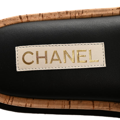 Chanel Fabric Pearl Cork CC Slip On Sandals 38 Black 8 of 10