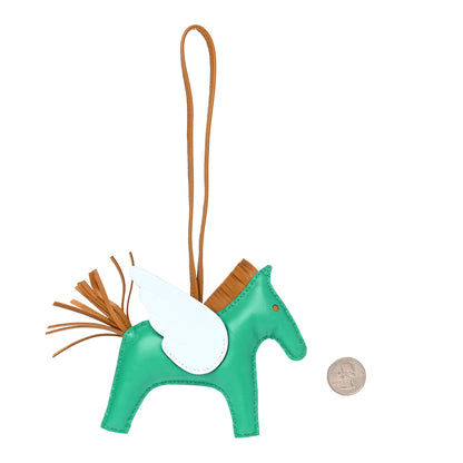 Hermes Milo Lambskin Grigri Rodeo Pegase Horse Bag Charm MM Menthe Sesame Bleu Brume 2 of 4