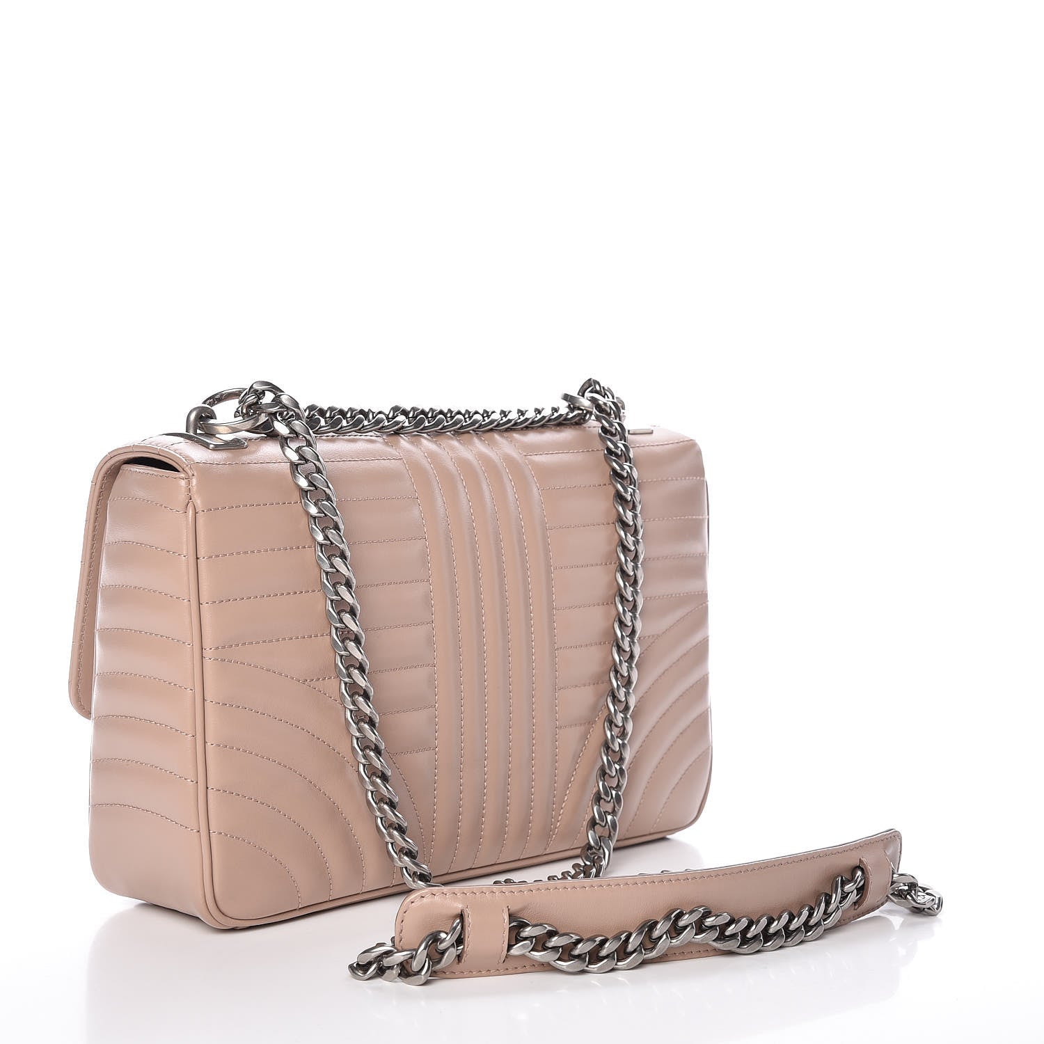 Prada Soft Calfskin Impunture Diagramme Large Chain Flap Shoulder Bag Cipria 3 of 9