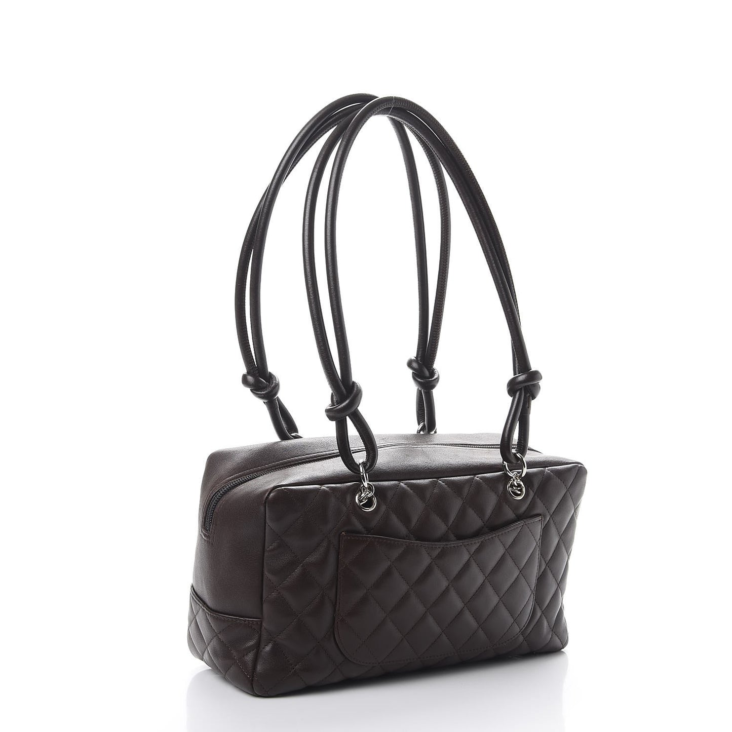 Calfskin Quilted Cambon Large Bowler Brown Beige