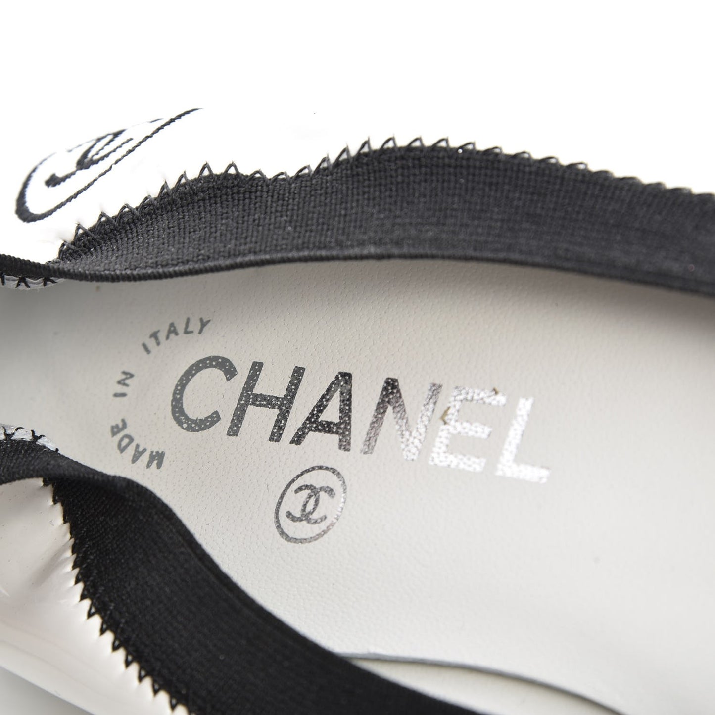 Patent CC Elastic Cap Toe Ballerina Flats 37 White Black