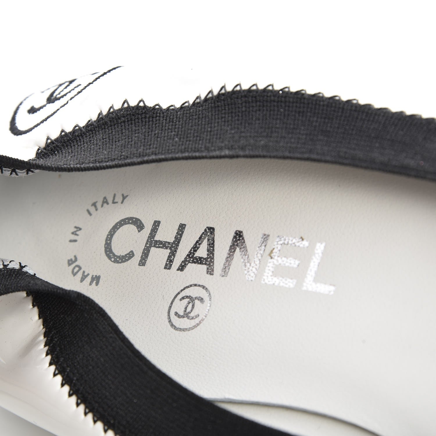 Chanel Patent CC Elastic Cap Toe Ballerina Flats 37 White Black 7 of 9