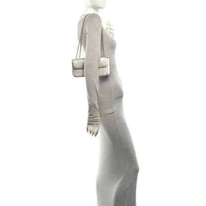 Chanel Metallic Calfskin Lizard Embossed Small East West Flap Silver 2 of 11