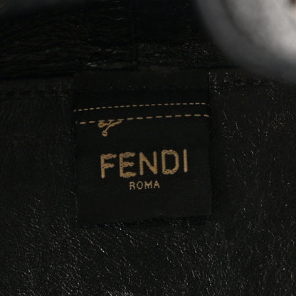 Fendi Vitello Liberty Glossy Lambskin F is Fendi Perforated Small Mon Tresor Bucket Bag Sand Mimosa Black 6 of 9