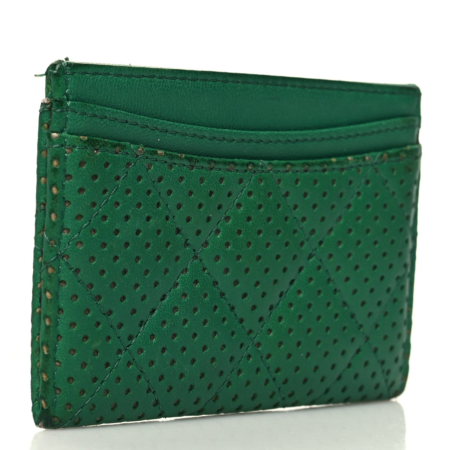 Chanel Perforated Lambskin Quilted Card Holder Green 3 of 11