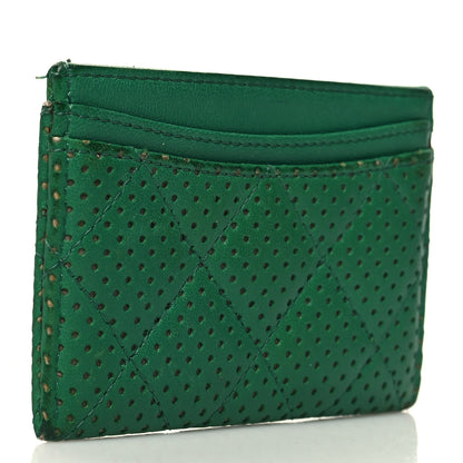Chanel Perforated Lambskin Quilted Card Holder Green 3 of 11