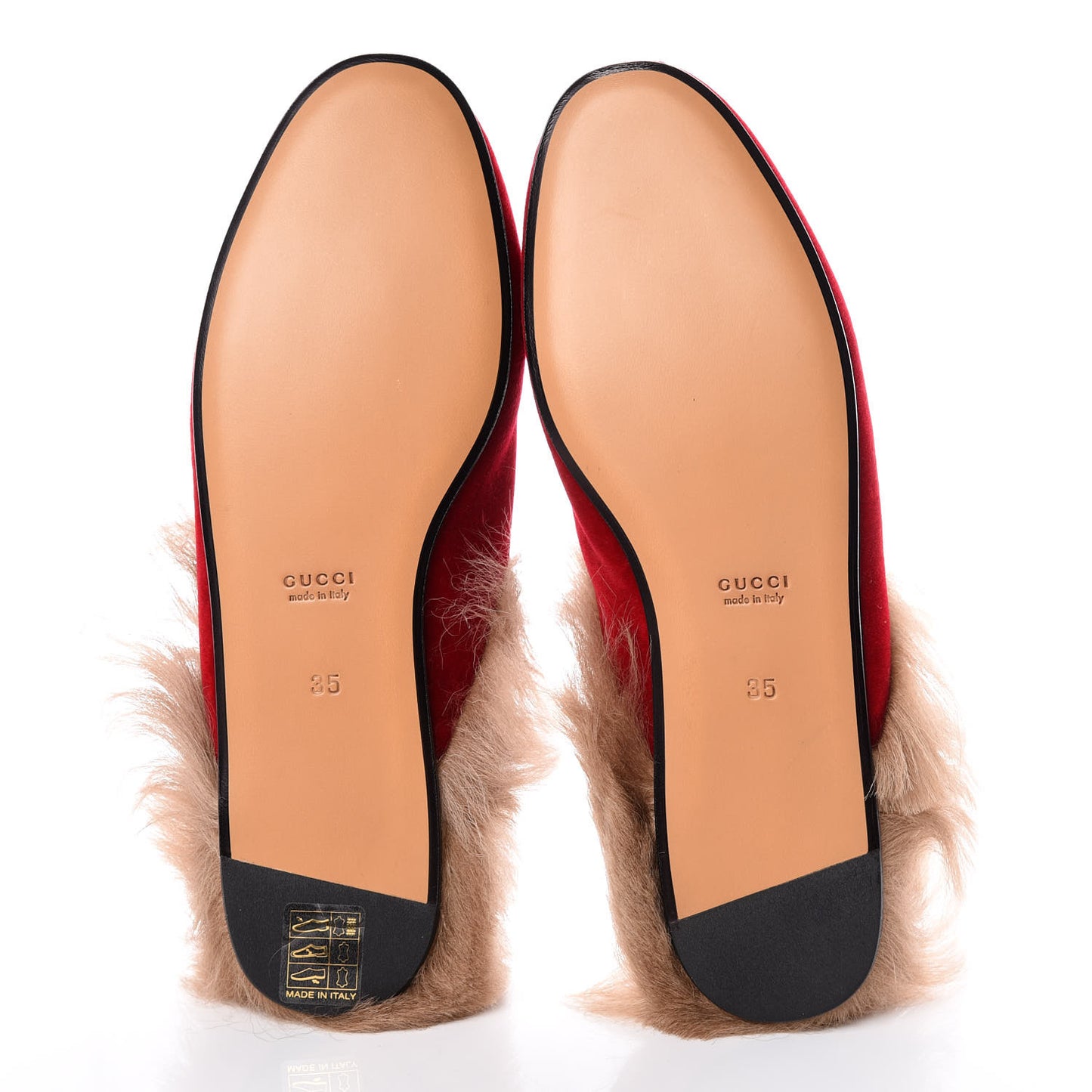 Velvet Fur Womens Princetown Slippers 35 Hibiscus Red