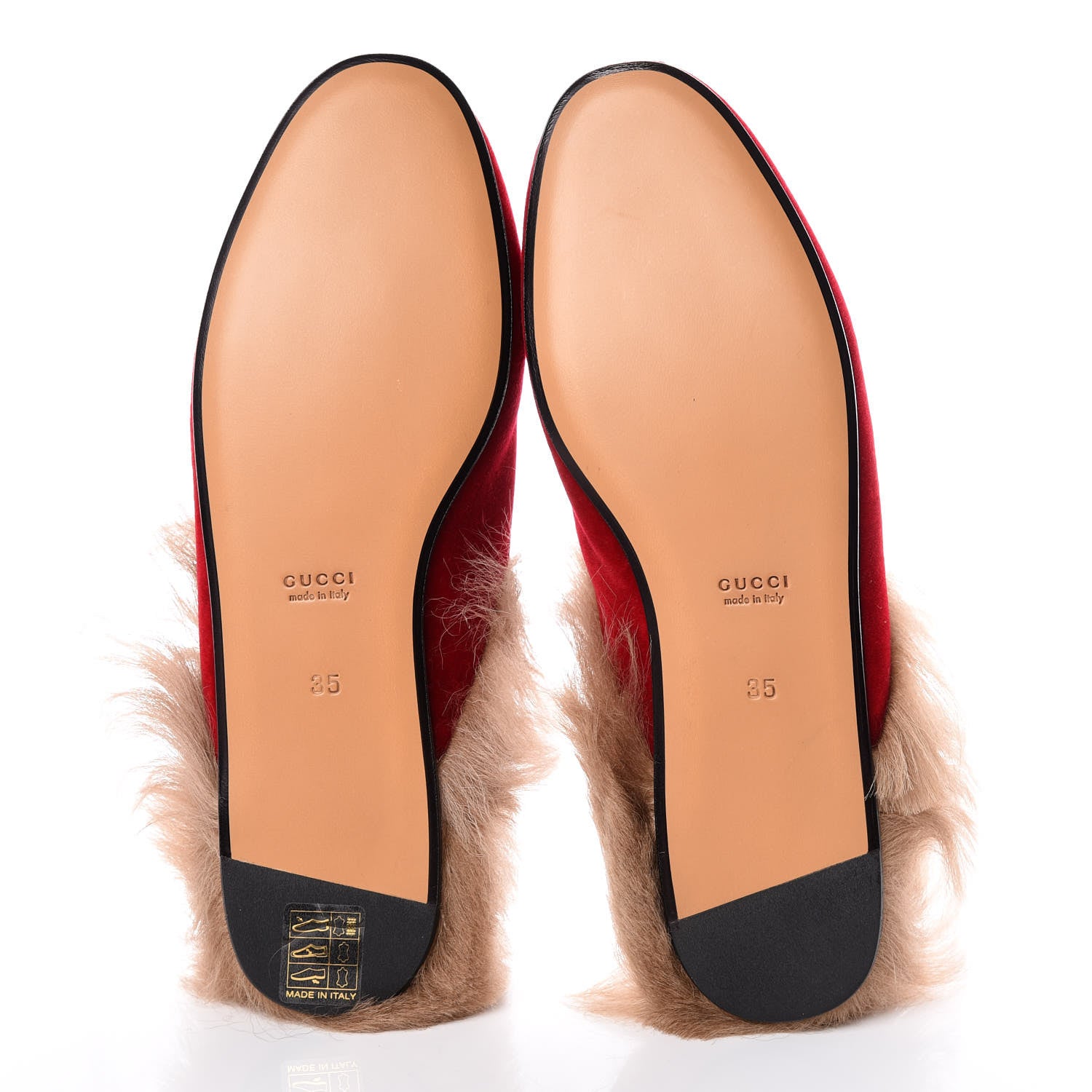 Gucci Velvet Fur Womens Princetown Slippers 35 Hibiscus Red 7 of 8