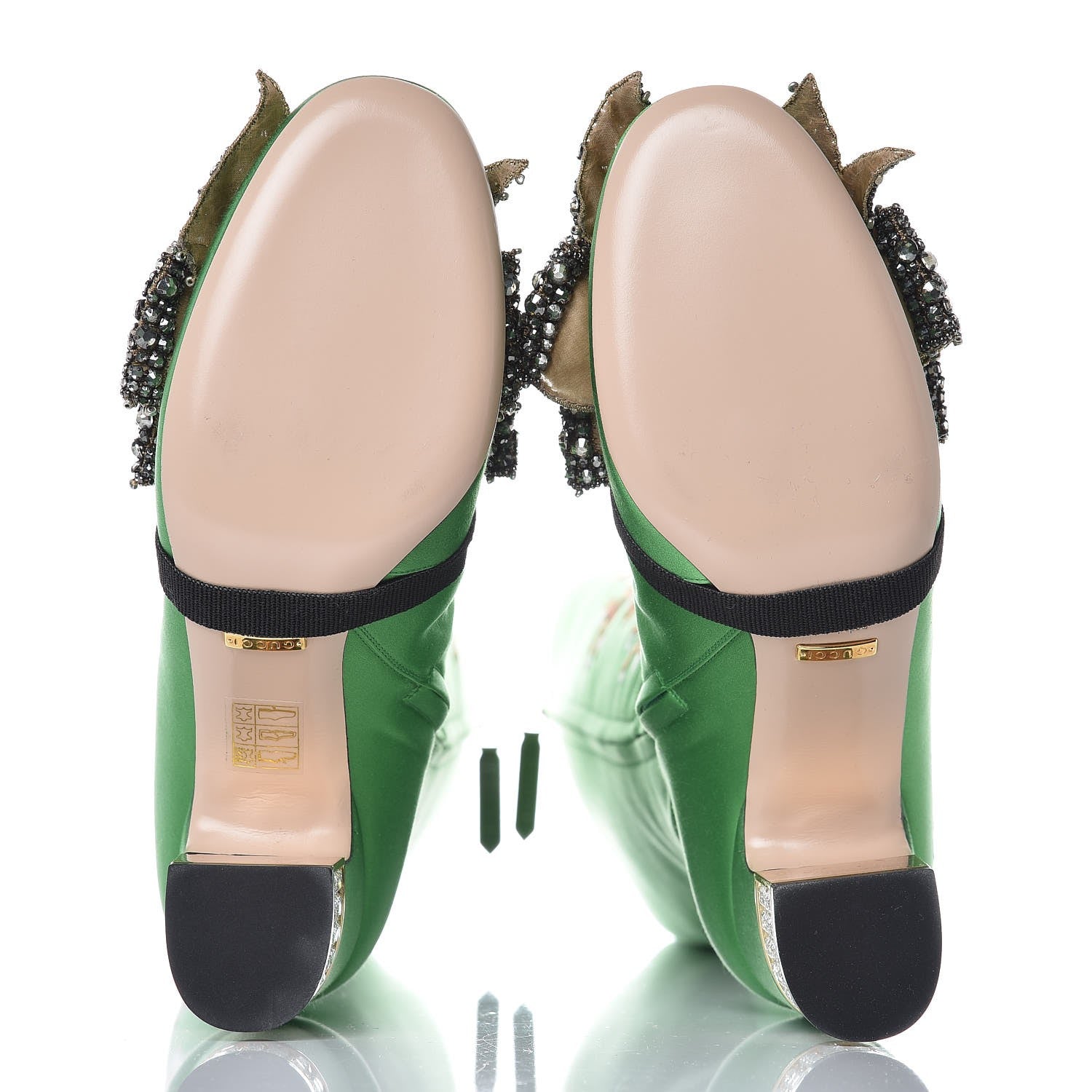 Gucci Silk Satin Malaga Kid Embroidered Candy Dragon Block-Heel Knee Boot 39 Palm 9 of 14