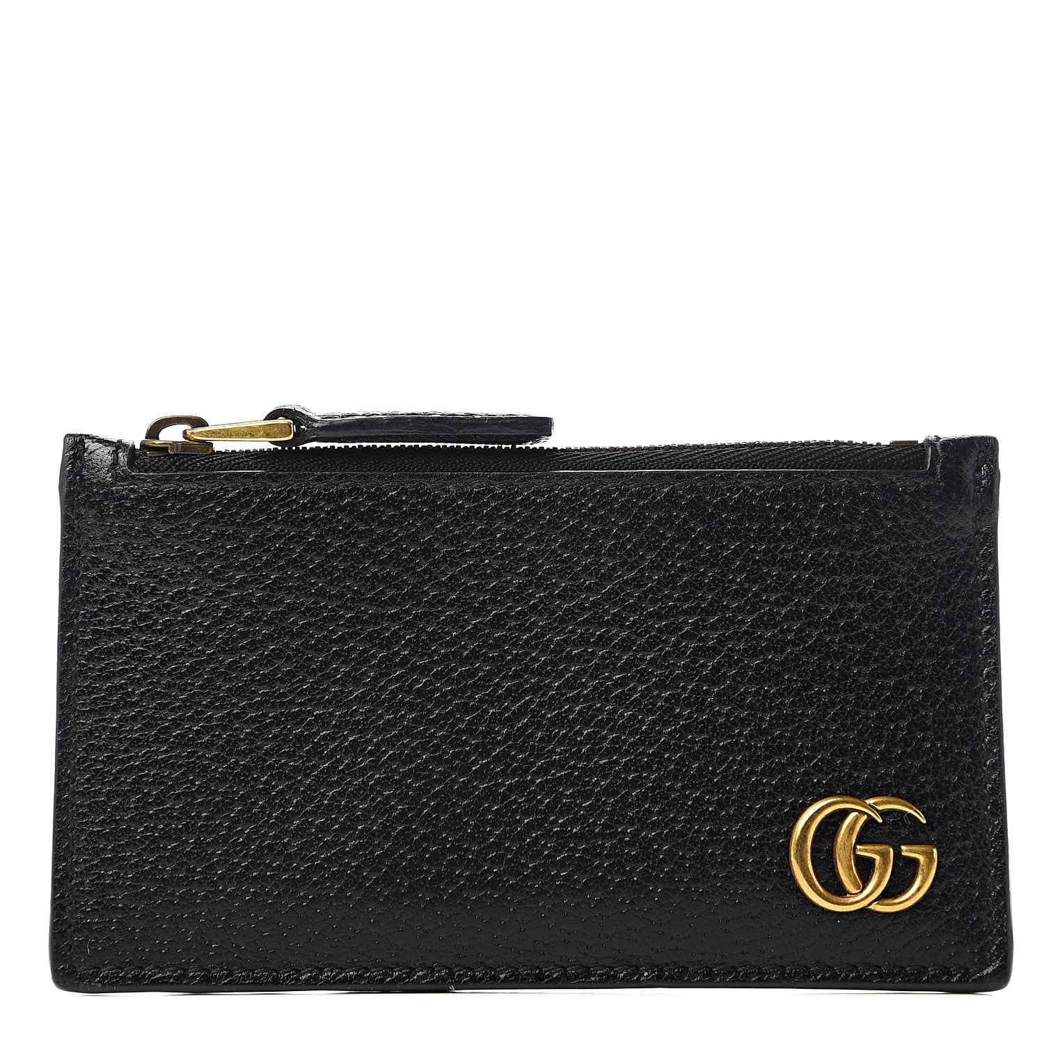 Gucci Calfskin Boar Effect GG Marmont Coin Case Card Holder Black 1 of 5