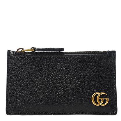 Gucci Calfskin Boar Effect GG Marmont Coin Case Card Holder Black 1 of 5