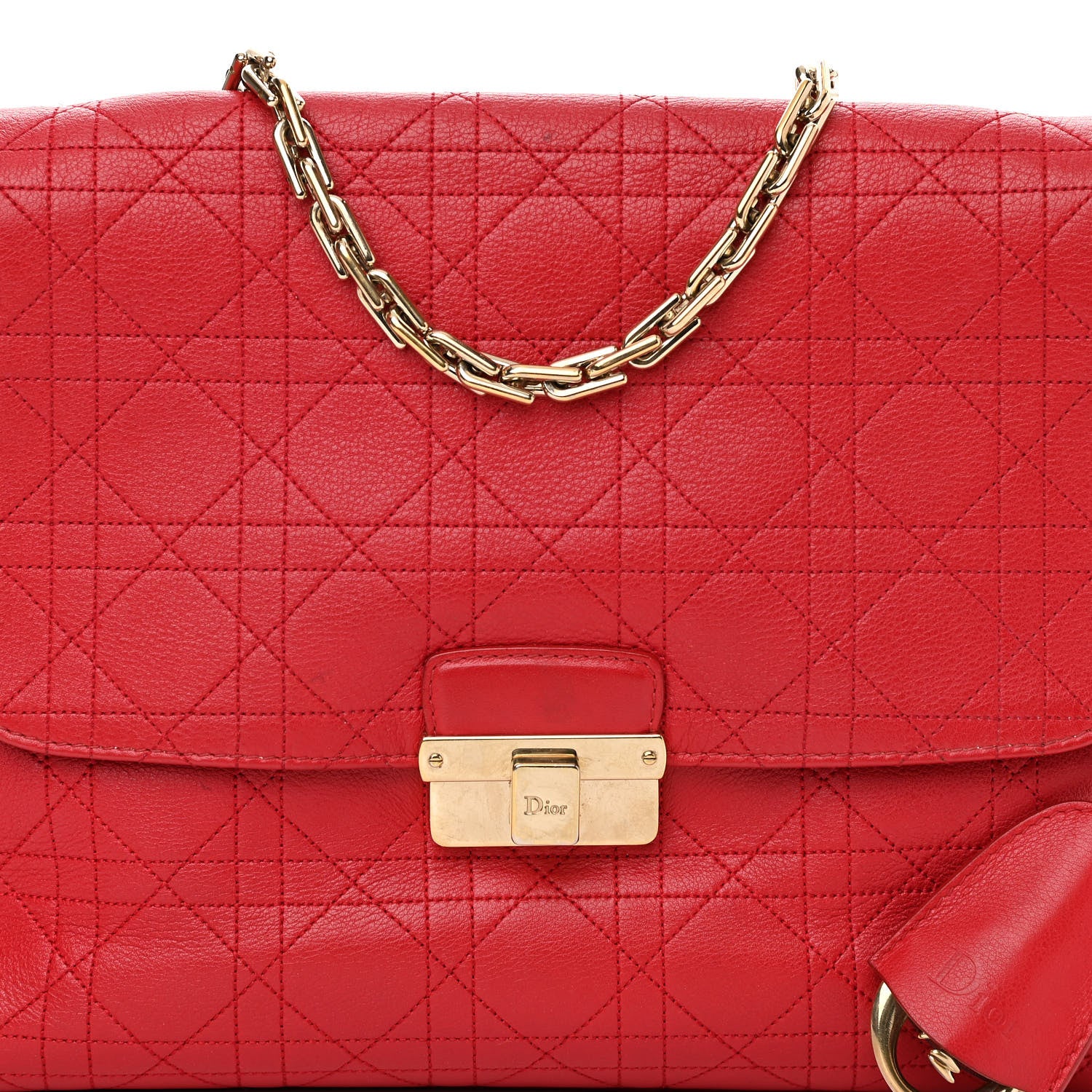 Christian Dior Calfskin Cannage Stitched Medium Diorling Red 7 of 11