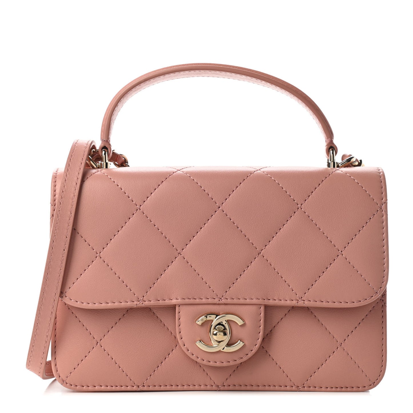 Calfskin Quilted Coco Lady Flap Dark Pink