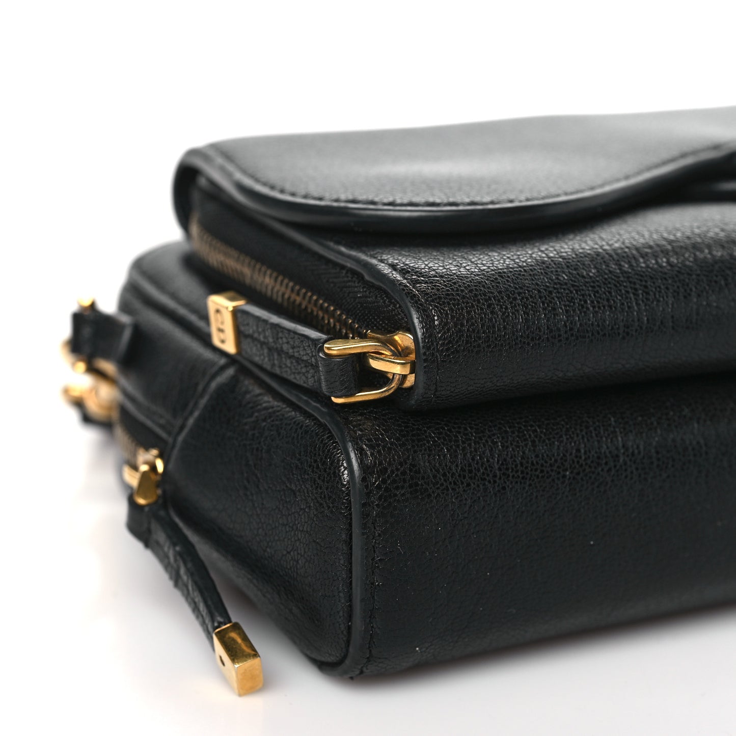 Goatskin Double Saddle Pouch Black