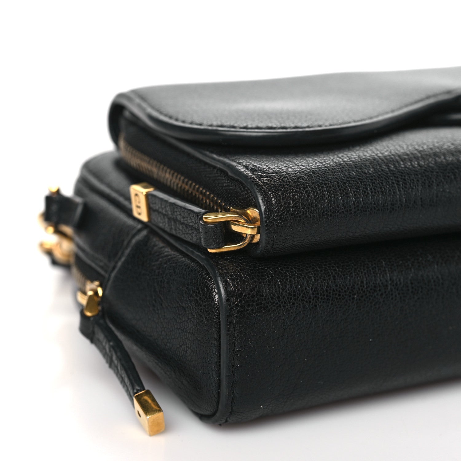 Christian Dior Goatskin Double Saddle Pouch Black 7 of 8